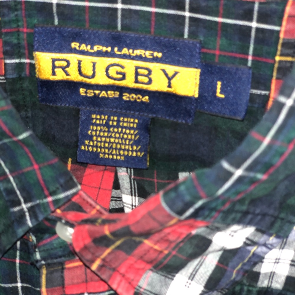 Rugby Ralph Lauren men’s patchwork plaid shirt.